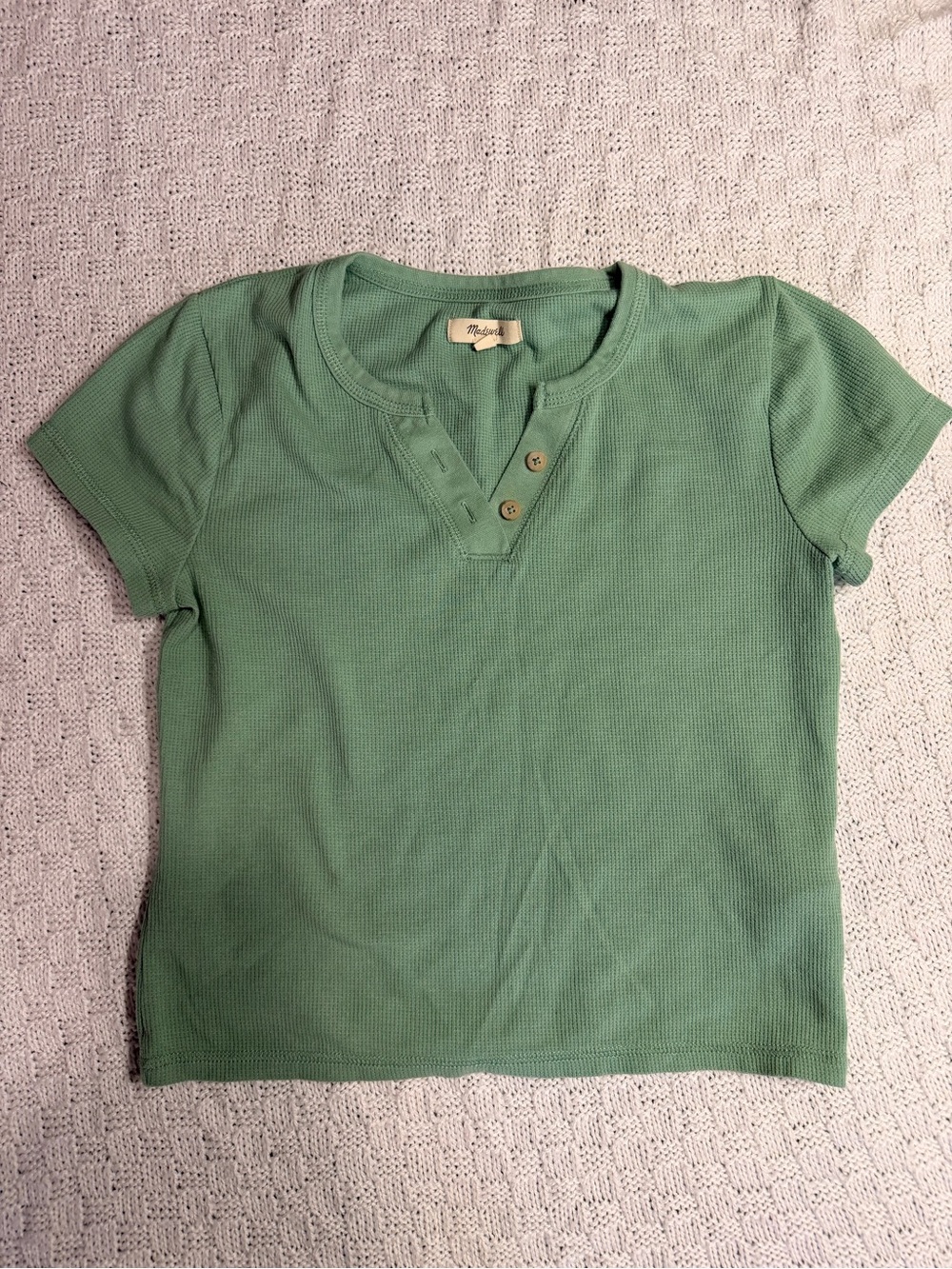 Madewell Girls' Sage Green Short-Sleeve Henley Tee